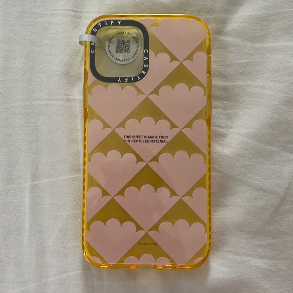 Casetify iPhone 12 case- yellow with peach pattern